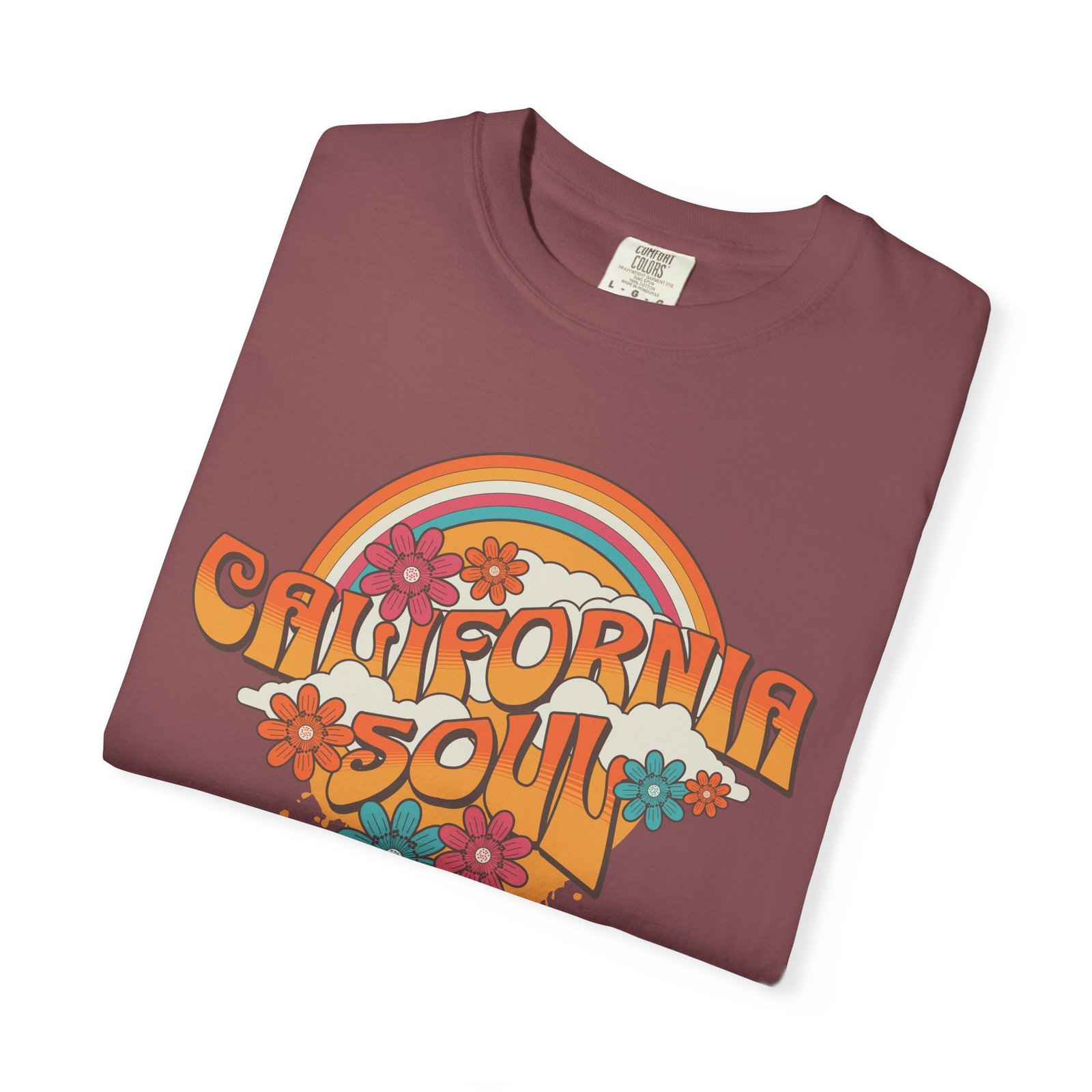 California Soul T-Shirt - Retro Rainbow Floral Graphic on Comfort Colors 1717 Tee - Image 7