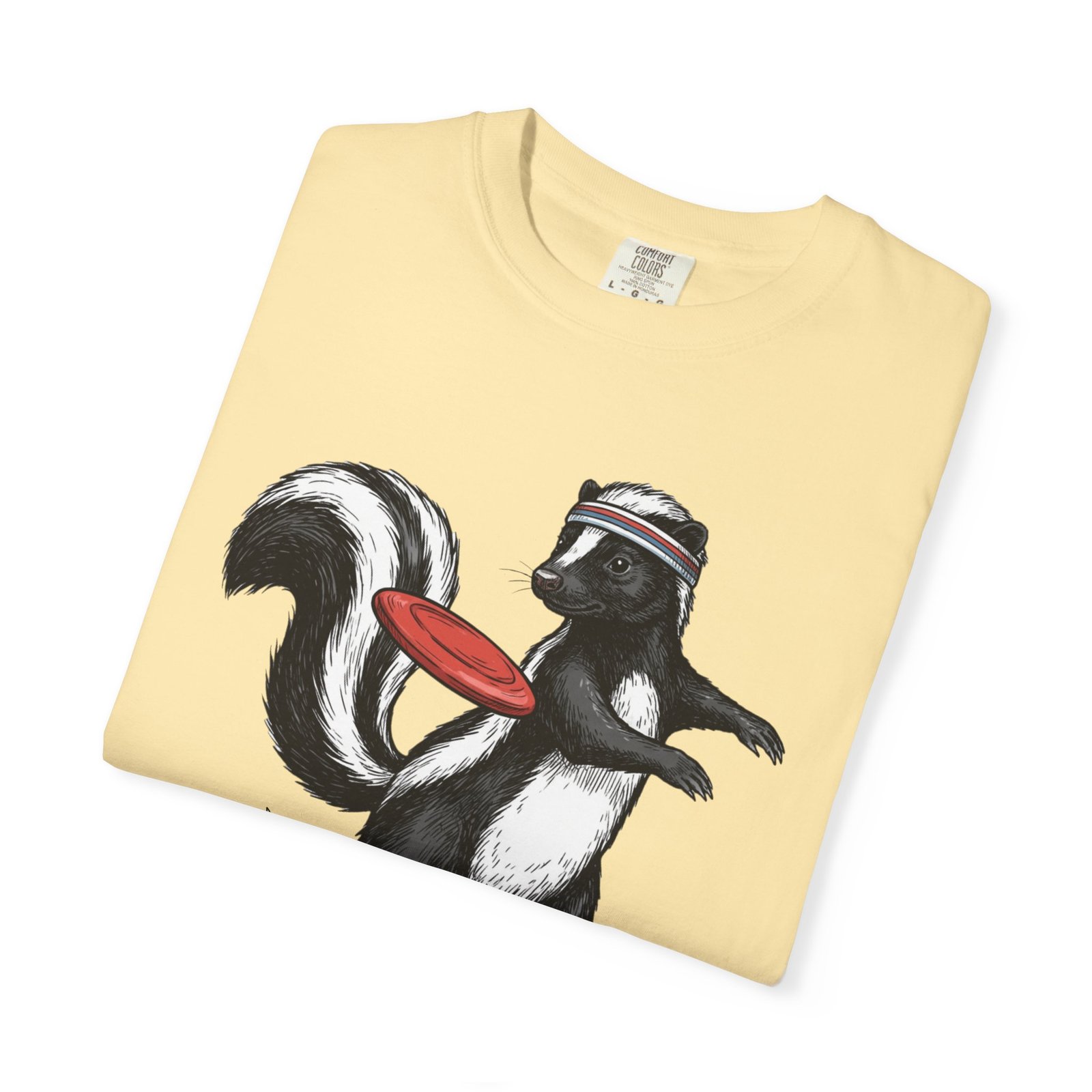 The Ultimate Skunk T-Shirt — Retro Skunk with a Frisbee Disc Graphic on Comfort Colors 1717 Tee - Image 2