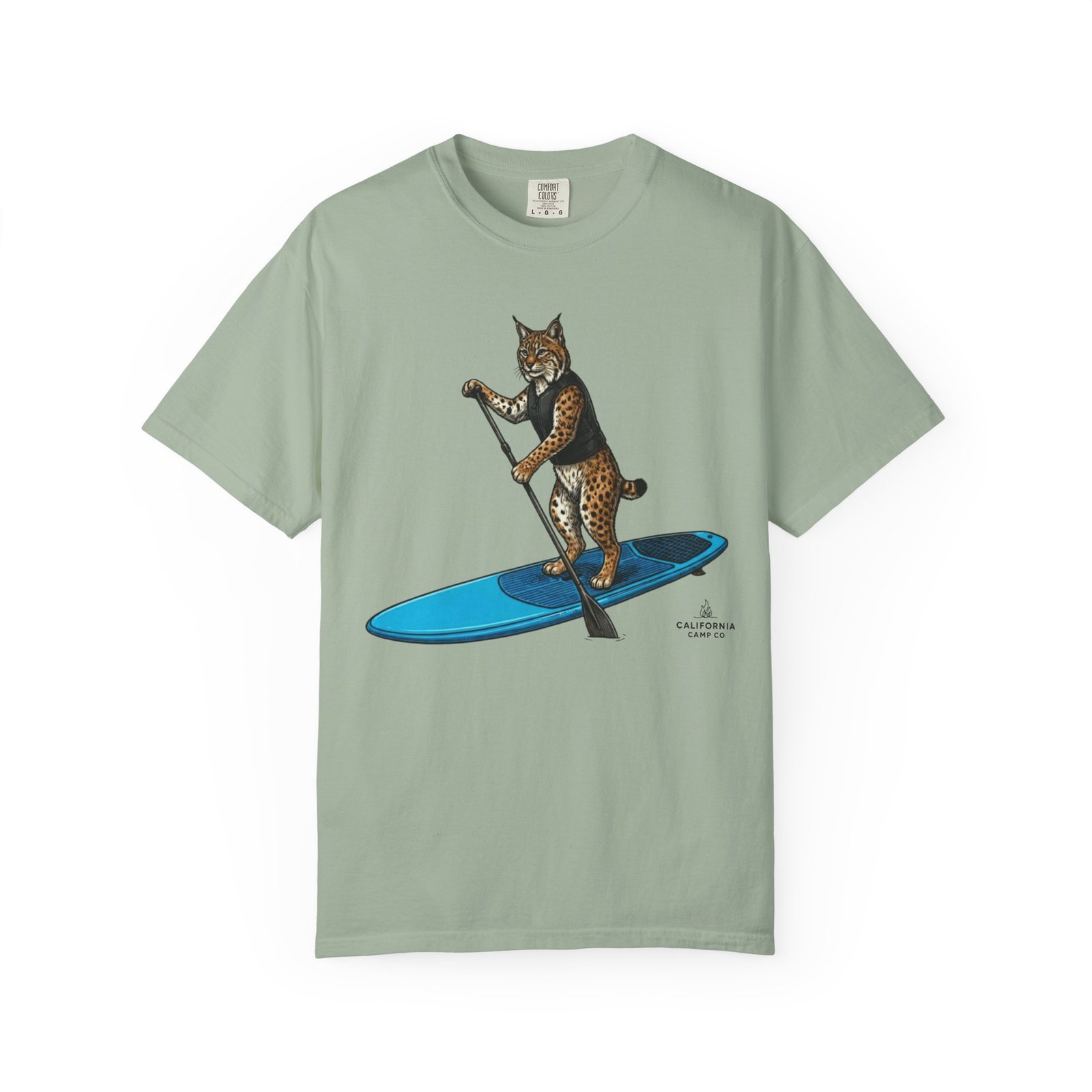 Paddleboarding Bobcat T-Shirt - California Wild Collection on Comfort Colors 1717 Tee - Image 7