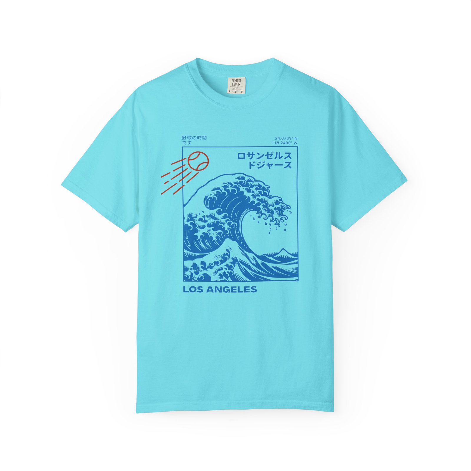 Los Angeles Wave Tee - Japanese-Inspired Dodgers Surf Graphic - on Comfort Colors 1717 T-Shirt - Image 29