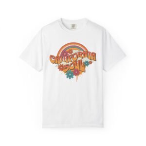 California Soul T-Shirt - Retro Rainbow Floral Graphic on Comfort Colors 1717 Tee