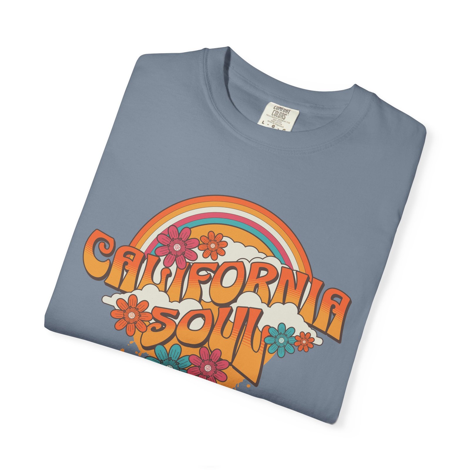 California Soul T-Shirt - Retro Rainbow Floral Graphic on Comfort Colors 1717 Tee - Image 35