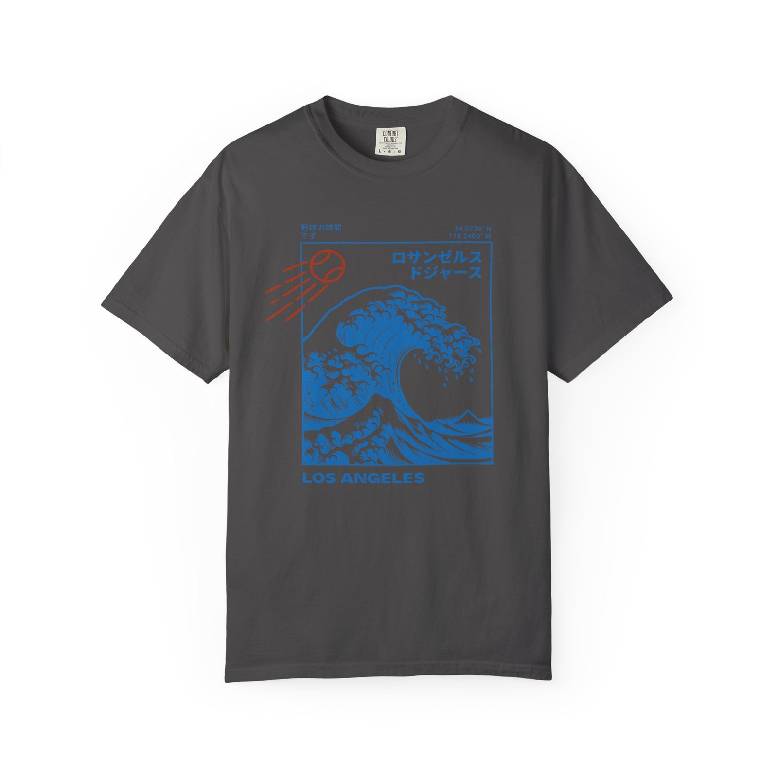 Los Angeles Wave Tee - Japanese-Inspired Dodgers Surf Graphic - on Comfort Colors 1717 T-Shirt - Image 37