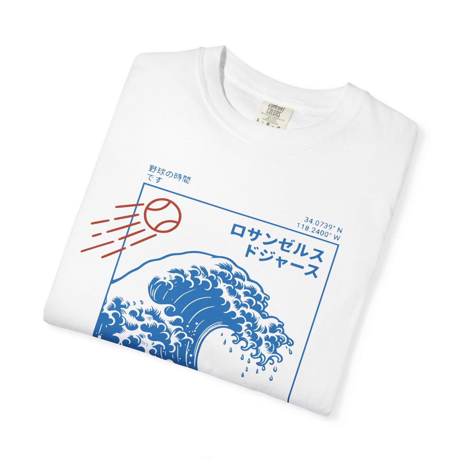 Los Angeles Wave Tee - Japanese-Inspired Dodgers Surf Graphic - on Comfort Colors 1717 T-Shirt - Image 3