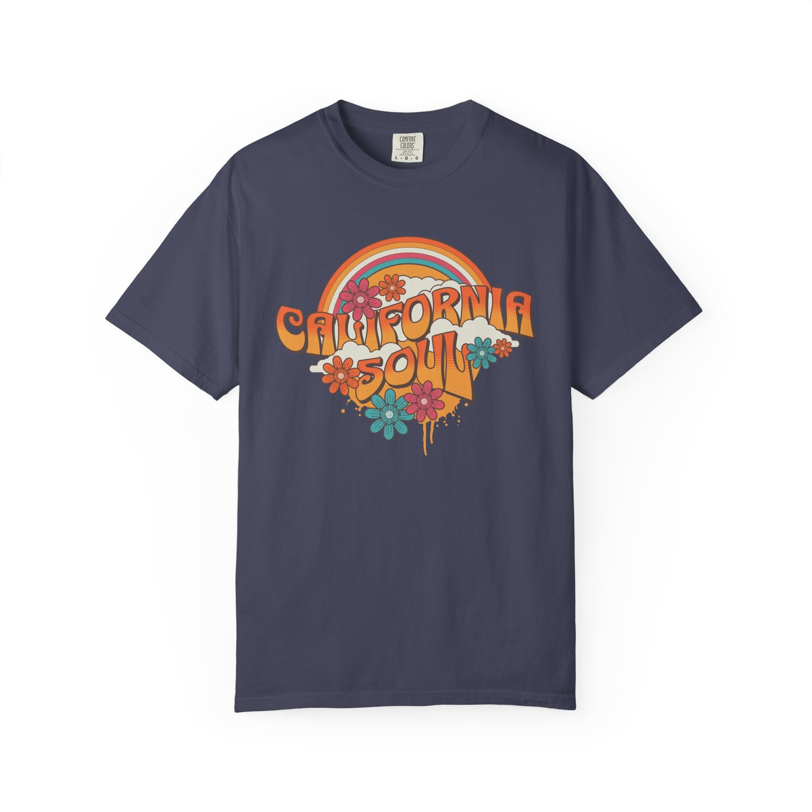 California Soul T-Shirt - Retro Rainbow Floral Graphic on Comfort Colors 1717 Tee - Image 37