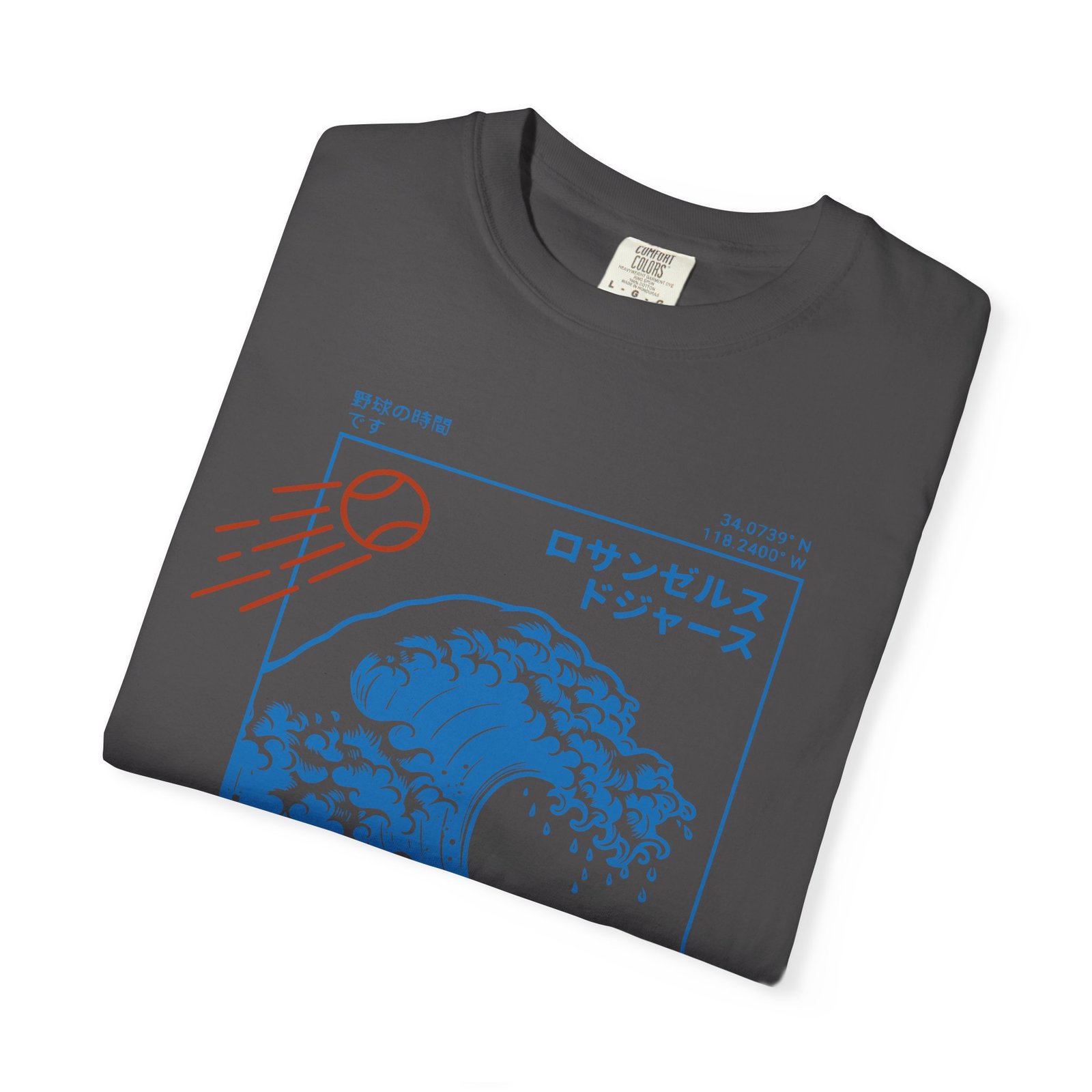 Los Angeles Wave Tee - Japanese-Inspired Dodgers Surf Graphic - on Comfort Colors 1717 T-Shirt - Image 39
